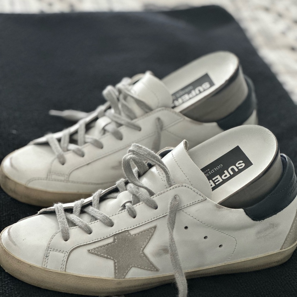 Authentic Golden Goose SuperStar - Size 38 - Blue Heel Tab, Suede Star